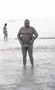 Fat Frenchman in budgie smugglers