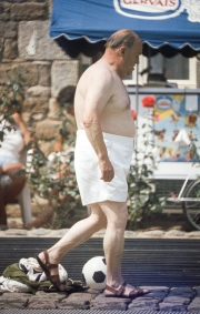Fat Frenchman in large white shorts