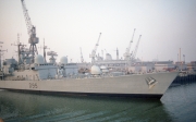 HMS Manchester at dawn