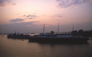Royal Yacht Britannia at dusk