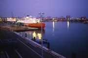 Ferry terminal at night