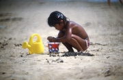 Small girl with bucket
