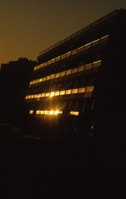 Apartments, reflecting the evening sun