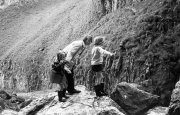Greta and the children at Gordale Scar