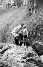 Greta and the children at Gordale Scar