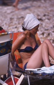 Lady in blue bikini