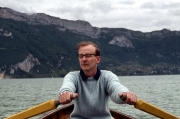 John rowing on Lake Annecy